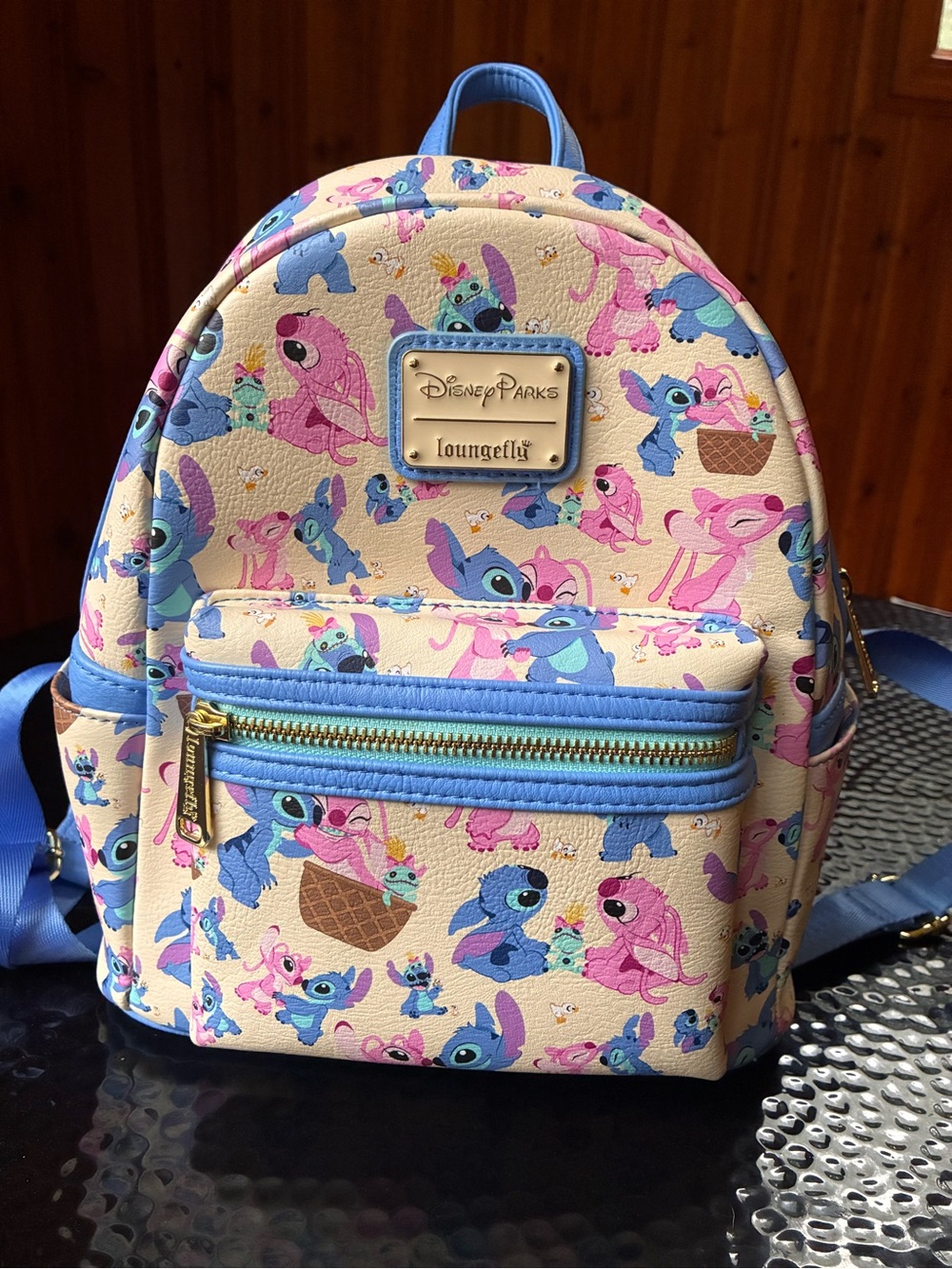 Loungefly Cream Pink & Blue Lilo & Stitch angel Mini Backpack